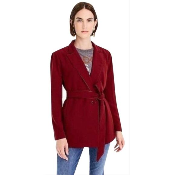 J. Crew 365 Crepe Wrap Blazer Burgundy Small